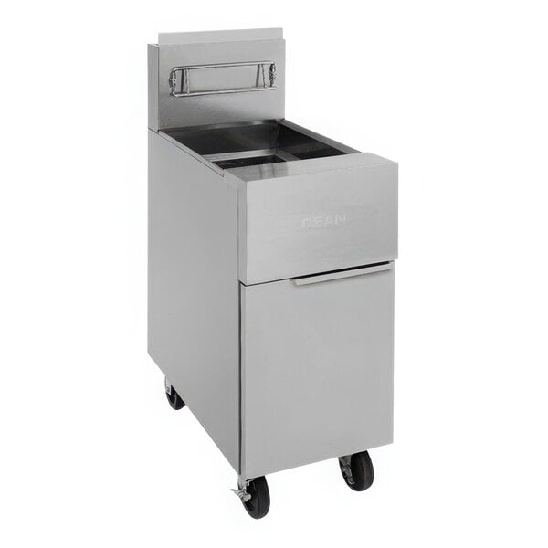 A Dean by Frymaster natural gas floor fryer with a drawer.