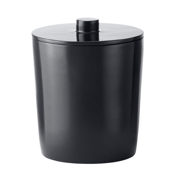 black plastic bucket with lid