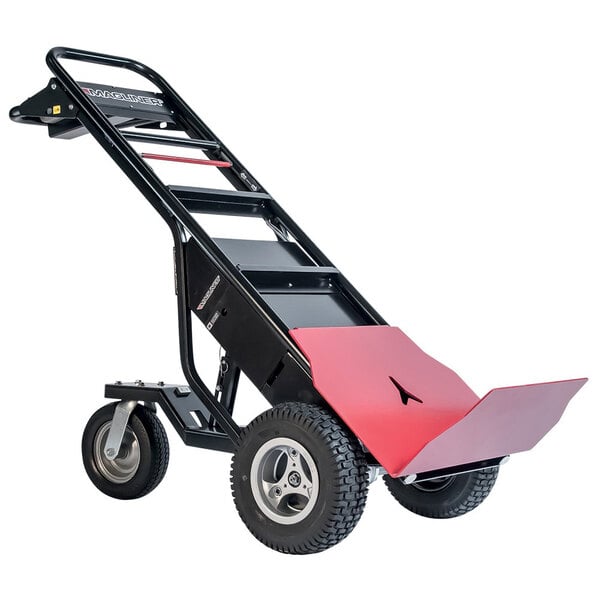 a black and red hand truck