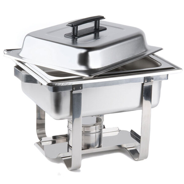 Half size stainless steel chafer with opened lid