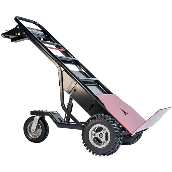 a black and red hand truck