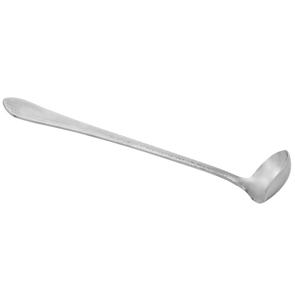 A Walco stainless steel hammered serving ladle with a white background.