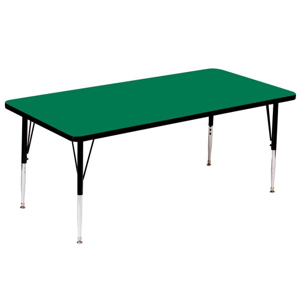 a green rectangular table with legs