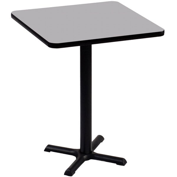 a table with a black base