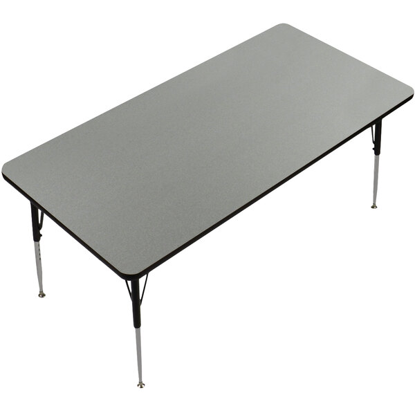 A rectangular Correll activity table with grey legs and a Montana granite top.