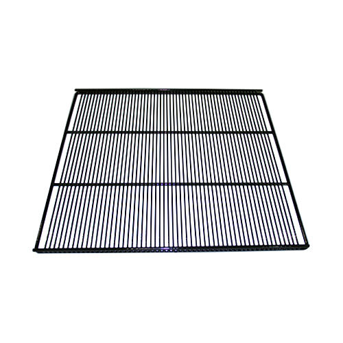 A black metal grid shelf for a True refrigerator.