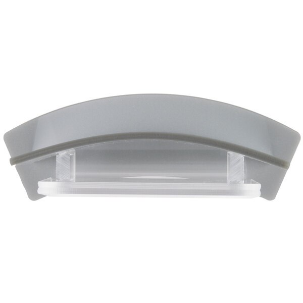 A clear plastic Cal-Mil displayette with a silver frame holding a white paper with black text.