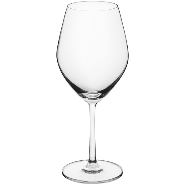 An Acopa Elevation clear wine glass with a stem.