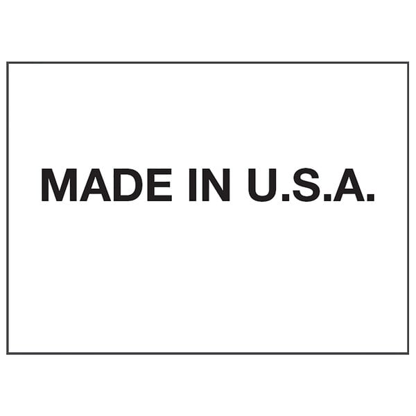 A white rectangular Garvey label with black text that says "MADE IN U.S.A."