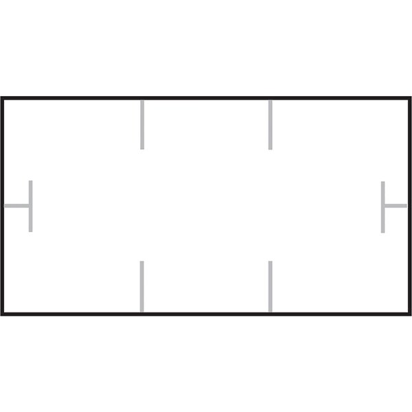 A rectangular white label roll with a black border.