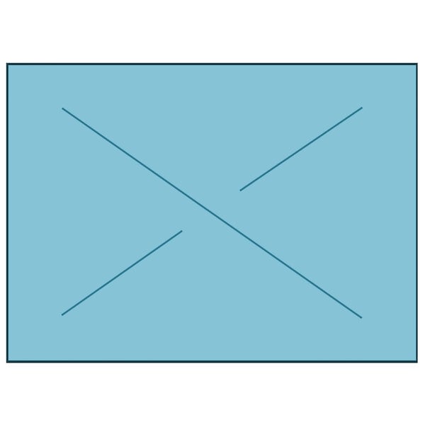 A blue rectangular object with black lines.