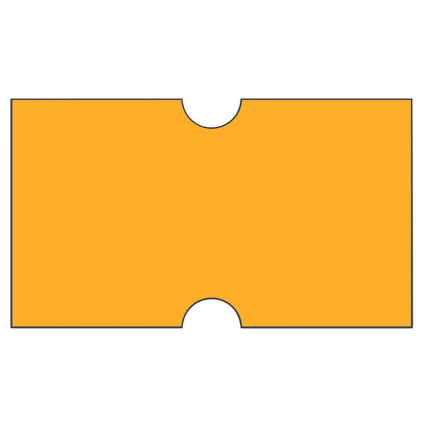 A yellow rectangular label with a hole in the middle.