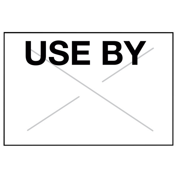 A white rectangular label with black text reading "USE BY"