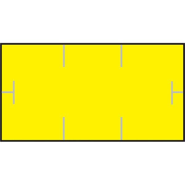 A yellow rectangular label with three black lines on it.