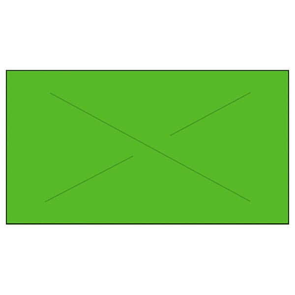 A green rectangular label with black lines forming a cross.