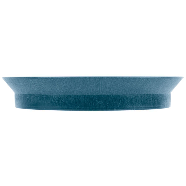 A blue polypropylene deli server bowl on a white table.