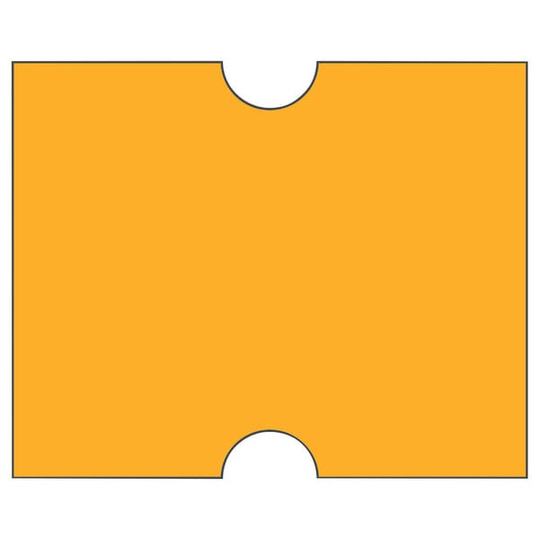 A yellow puzzle piece with a white circle and orange border with a hole in it.