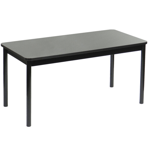 A black rectangular Correll library table with black legs.