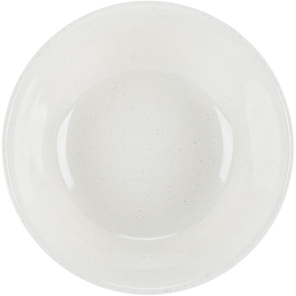 A white bowl with a speckled surface.