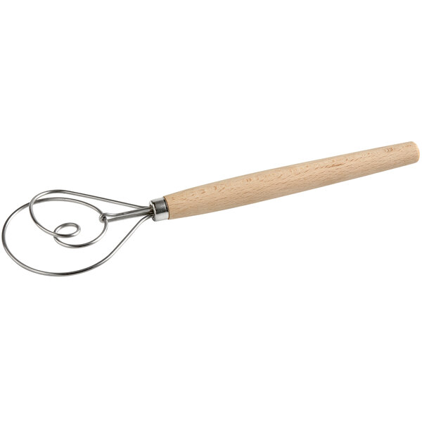 9" Danish Dough Whisk with Wood Handle Kitchen Baking Stainless Tools Steel Z6F3 
