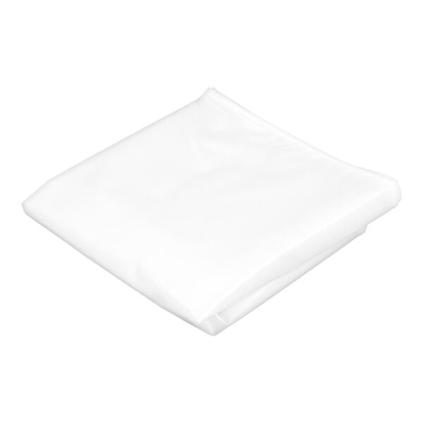 A folded, white, rectangular sheet with a smooth surface, likely made of plastic or vinyl-like material.