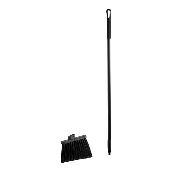 A black Carlisle Sparta Duo-Sweep broom with a black handle.