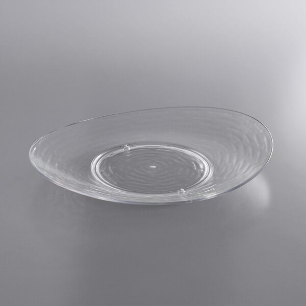 A clear plastic oval platter.