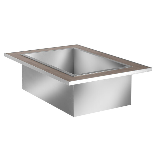 A grey grain Eastern Tabletop drop-in ice bin tile.