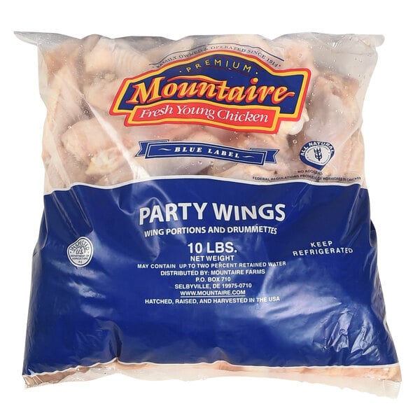 Mountaire 10 lb. Blue Label Premium Jumbo Party Chicken Wings 4/Case