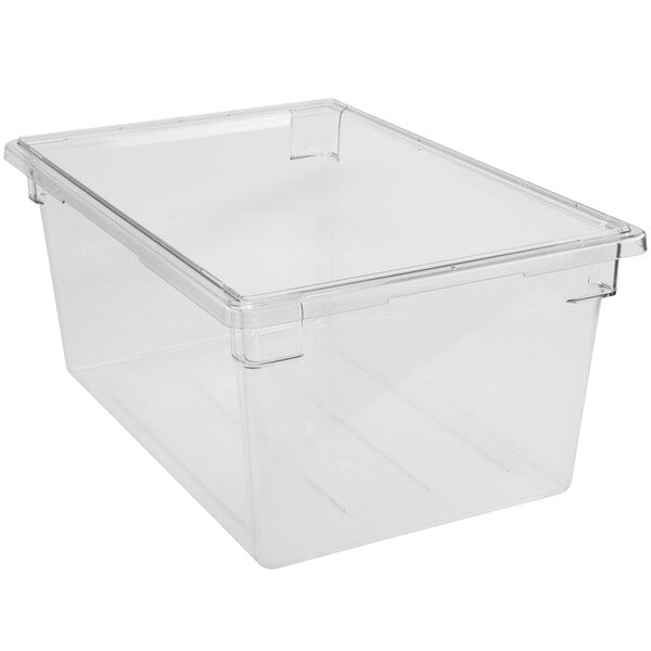 A clear plastic container with a lid.