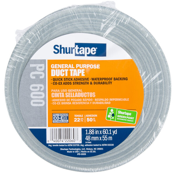 Shurtape PC-629 Industrial-Grade Abatement Duct Tape 2 in x 60 yds. Metallic Silver