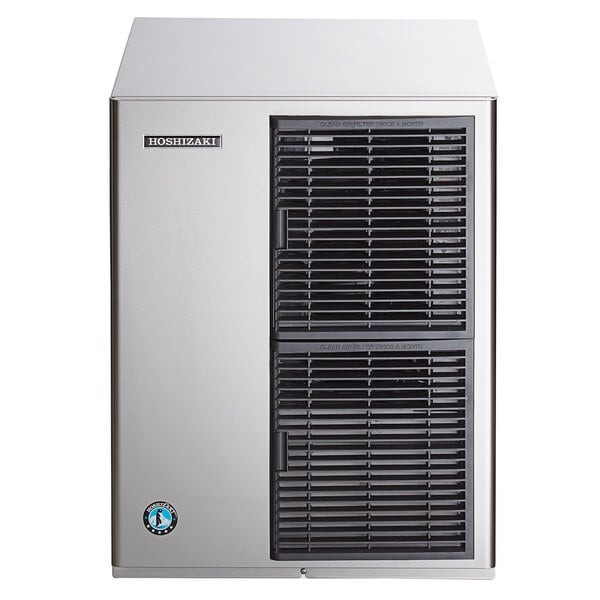 A silver Hoshizaki air cooled modular ice machine with black vents.