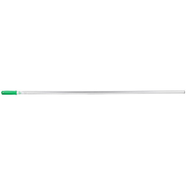 A long silver and green Unger ProAluminum floor squeegee handle.
