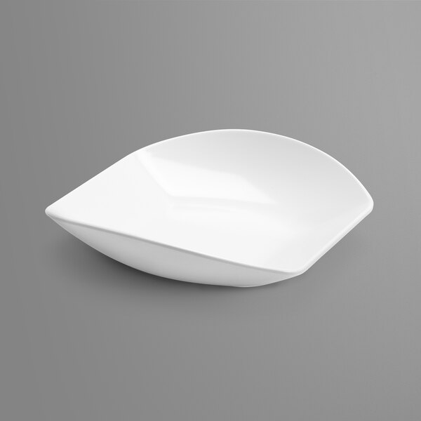 A white square Delfin melamine bowl on a gray background.