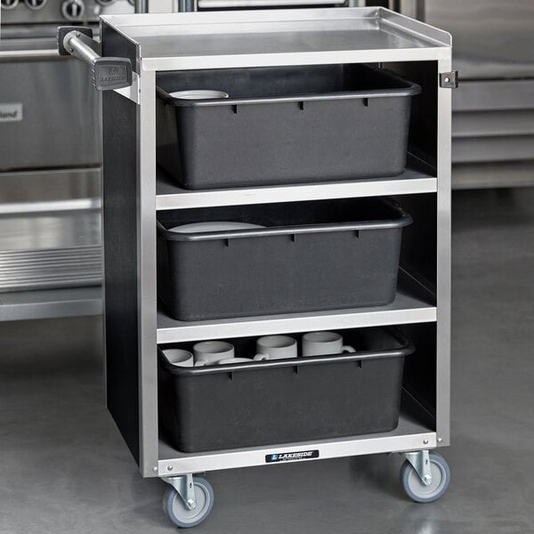 Lakeside 815B 4 Shelf Medium Duty Stainless Steel Utility Cart with ...