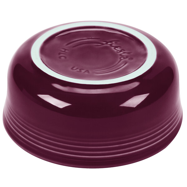 A purple Fiesta chowder bowl with a white rim.