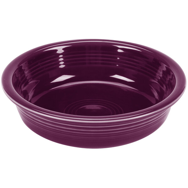 a purple bowl with white lines