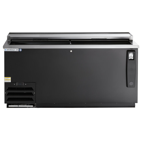 A black Beverage-Air bottle cooler with a silver top.