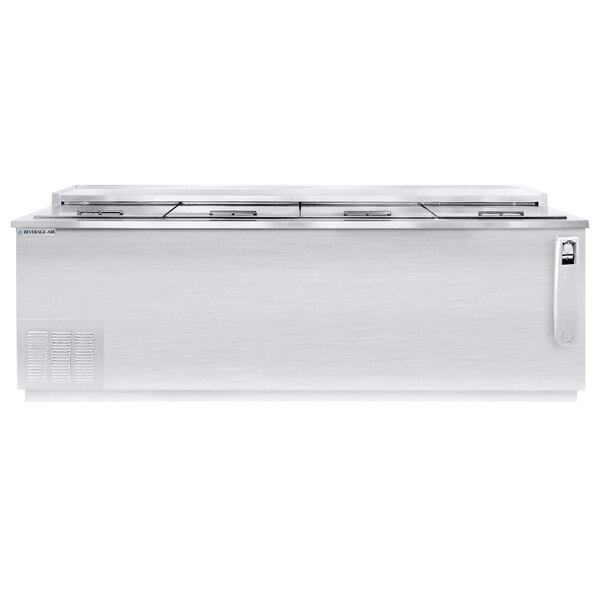 A Beverage-Air stainless steel deep well bottle cooler.