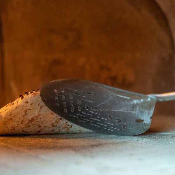 GI Metal Azzurra 6" Stainless Steel Round Turning Perforated Pizza Peel with 47" Handle I-17F/120