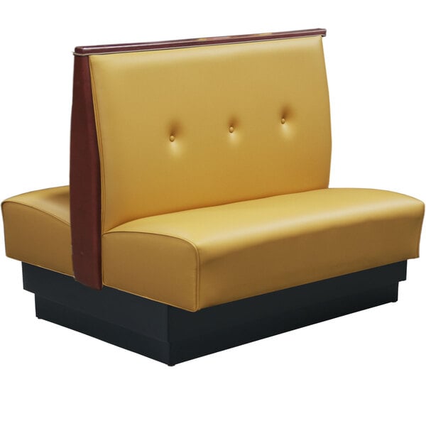 A yellow and black American Tables & Seating double booth.