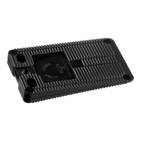 A close-up of a black rectangular Wobble Wedge.