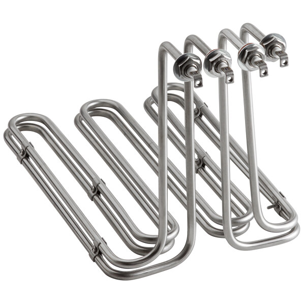 A Cooking Performance Group heating element with several metal pipes and screws.