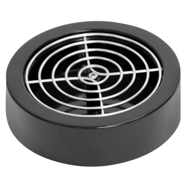 A round black metal grid for a Beer Tube.