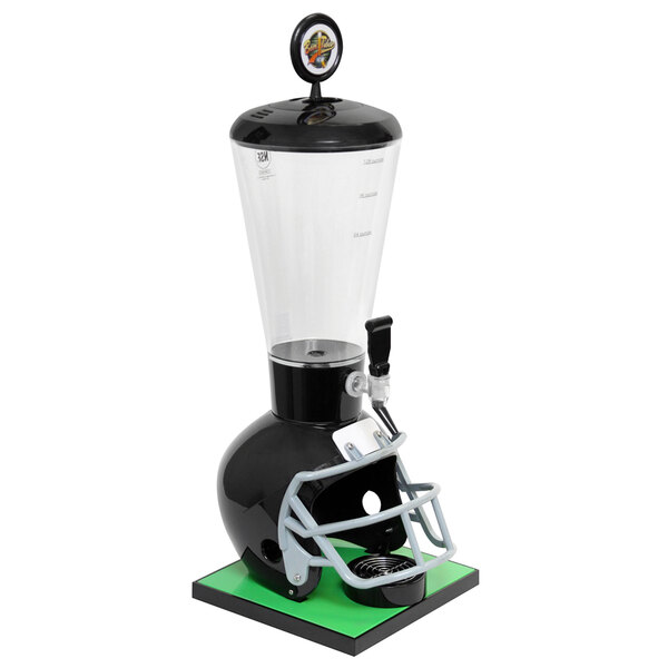 A black football helmet shaped Beer Tube.