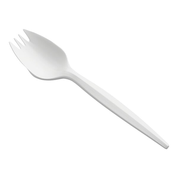 Choice Medium Weight White Polypropylene Plastic Spork - 1,000/Case