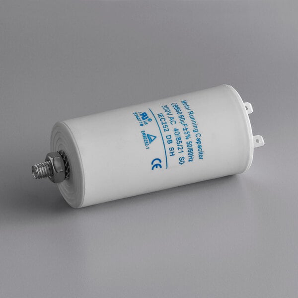 a white tube with blue text