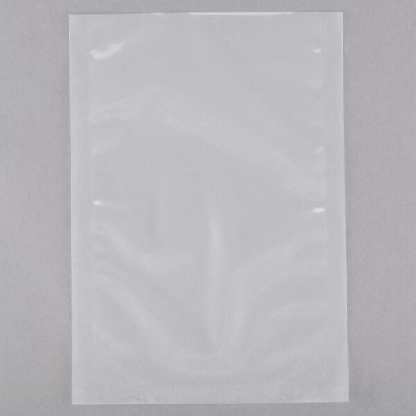 A close up of a white ARY VacMaster Cook-In Chamber vacuum packaging bag.