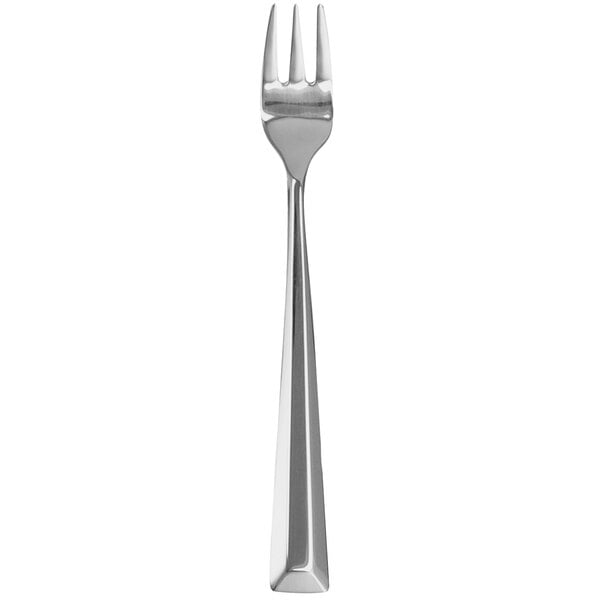 A close-up of a Walco stainless steel cocktail fork with a silver handle.