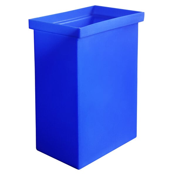 a blue plastic container with a white background